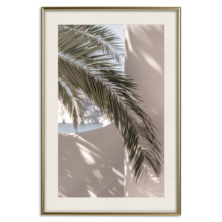 Poster Terrace with a View - natural composition of palm tree against a light wall 134766 additionalImage 20