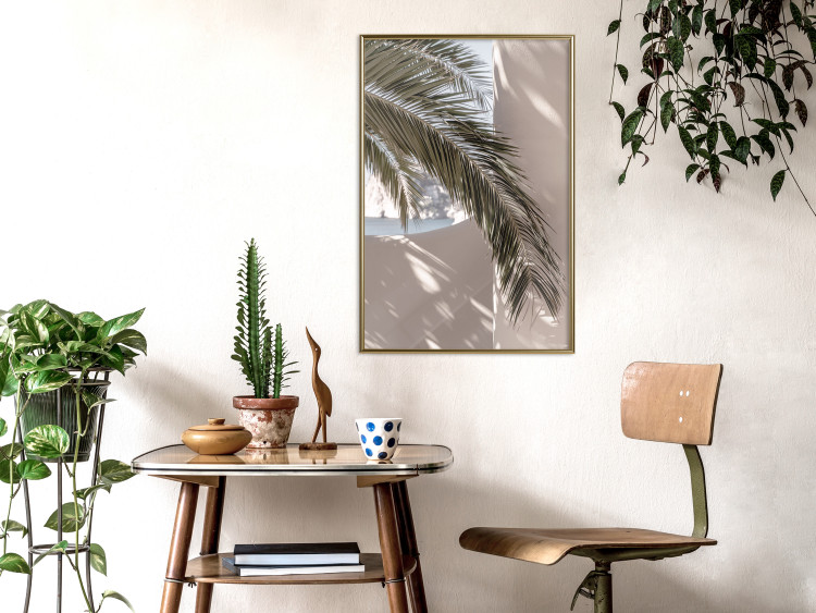 Poster Terrace with a View - natural composition of palm tree against a light wall 134766 additionalImage 5