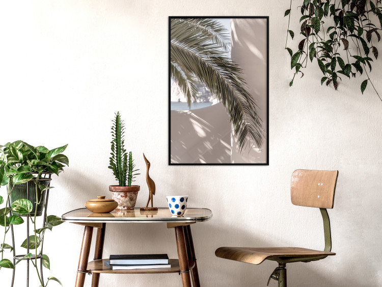 Poster Terrace with a View - natural composition of palm tree against a light wall 134766 additionalImage 6
