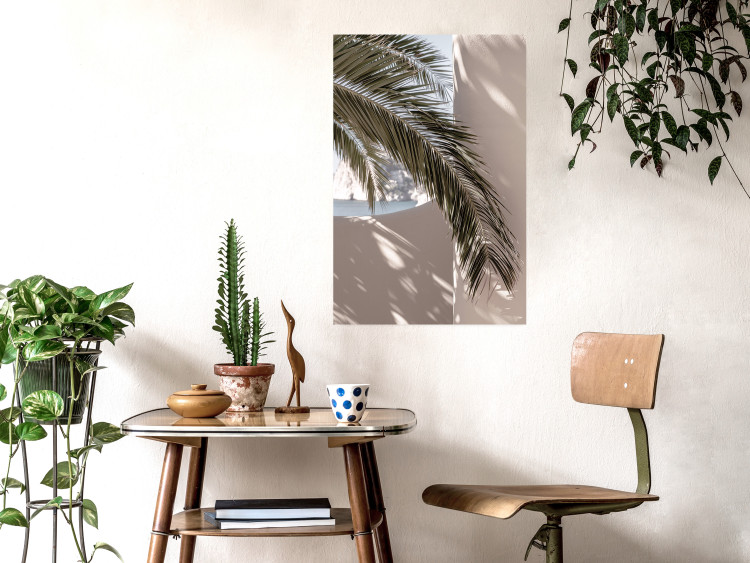 Poster Terrace with a View - natural composition of palm tree against a light wall 134766 additionalImage 4