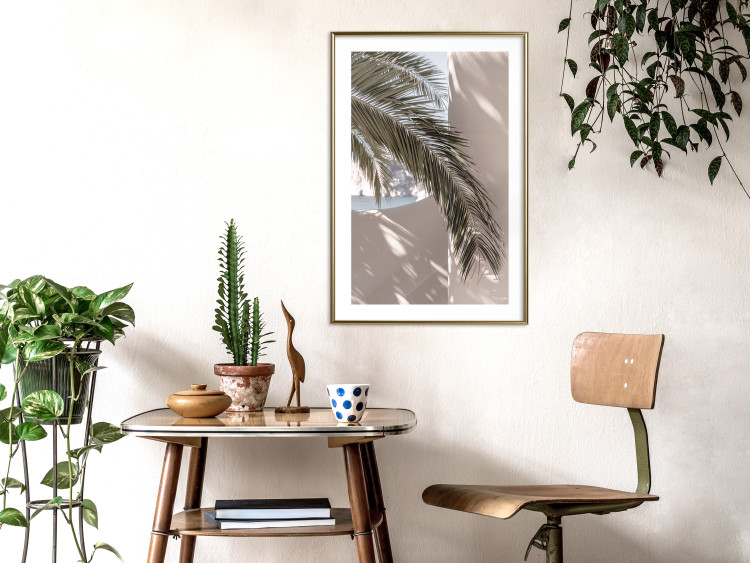 Poster Terrace with a View - natural composition of palm tree against a light wall 134766 additionalImage 13