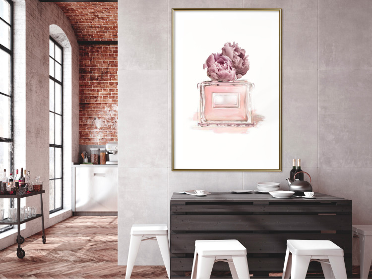 Wall Poster Parisian Dream - pink perfume bottle and cap made of flowers 135766 additionalImage 16