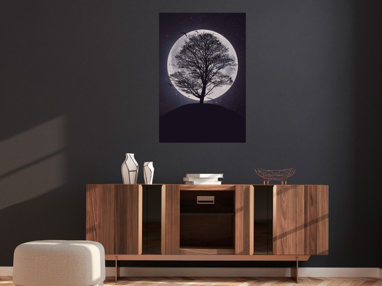 Wall Poster Lonely Tree - nighttime landscape of a tree against the bright moonlight 138066 additionalImage 17