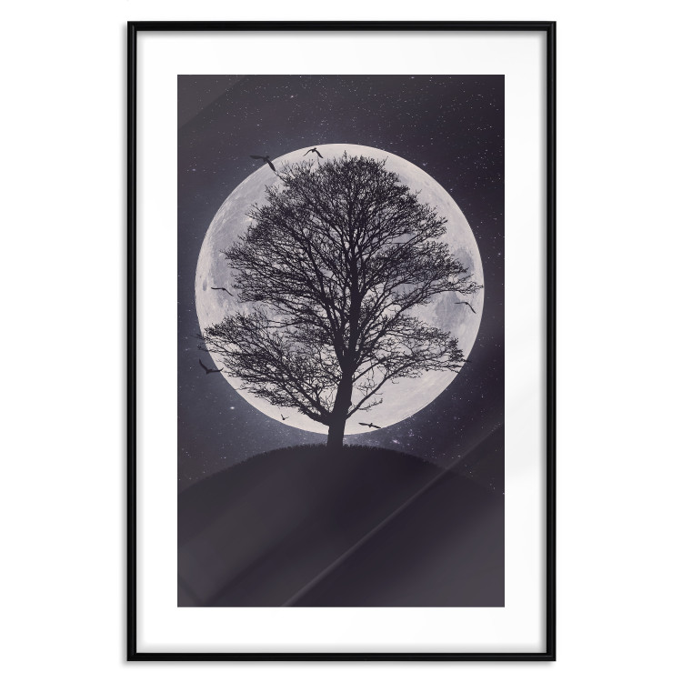 Wall Poster Lonely Tree - nighttime landscape of a tree against the bright moonlight 138066 additionalImage 14