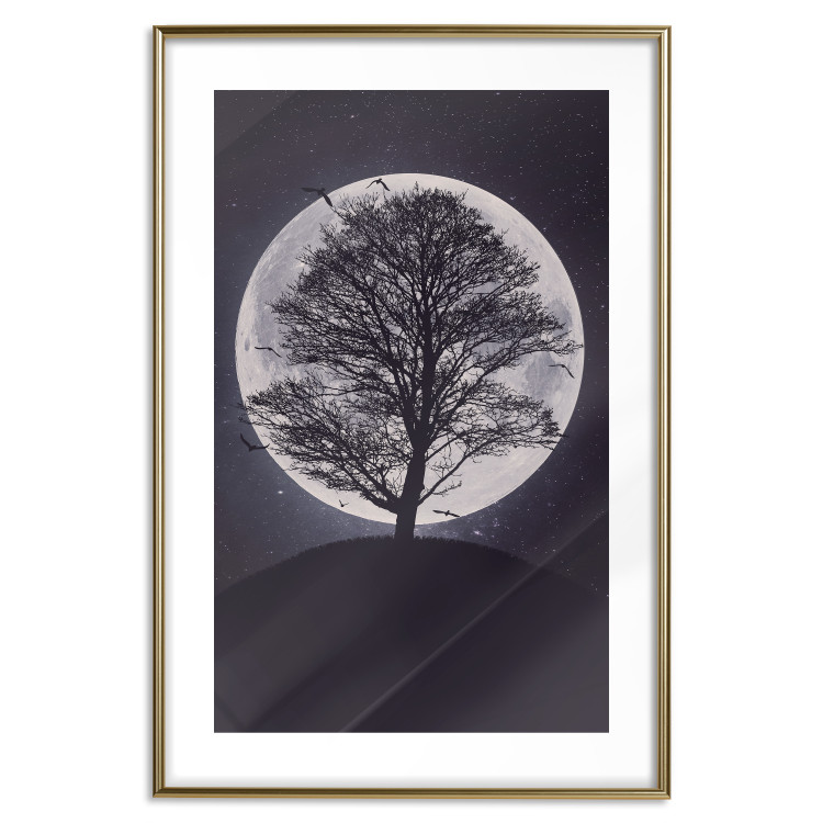 Wall Poster Lonely Tree - nighttime landscape of a tree against the bright moonlight 138066 additionalImage 13