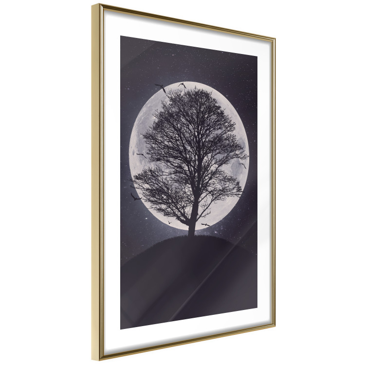 Wall Poster Lonely Tree - nighttime landscape of a tree against the bright moonlight 138066 additionalImage 2