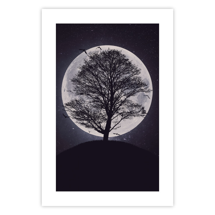 Wall Poster Lonely Tree - nighttime landscape of a tree against the bright moonlight 138066 additionalImage 11