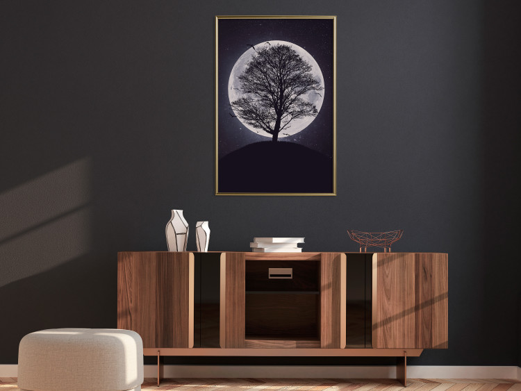 Wall Poster Lonely Tree - nighttime landscape of a tree against the bright moonlight 138066 additionalImage 16