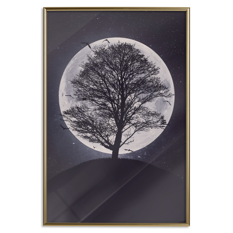 Wall Poster Lonely Tree - nighttime landscape of a tree against the bright moonlight 138066 additionalImage 9