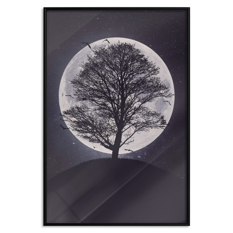Wall Poster Lonely Tree - nighttime landscape of a tree against the bright moonlight 138066 additionalImage 10