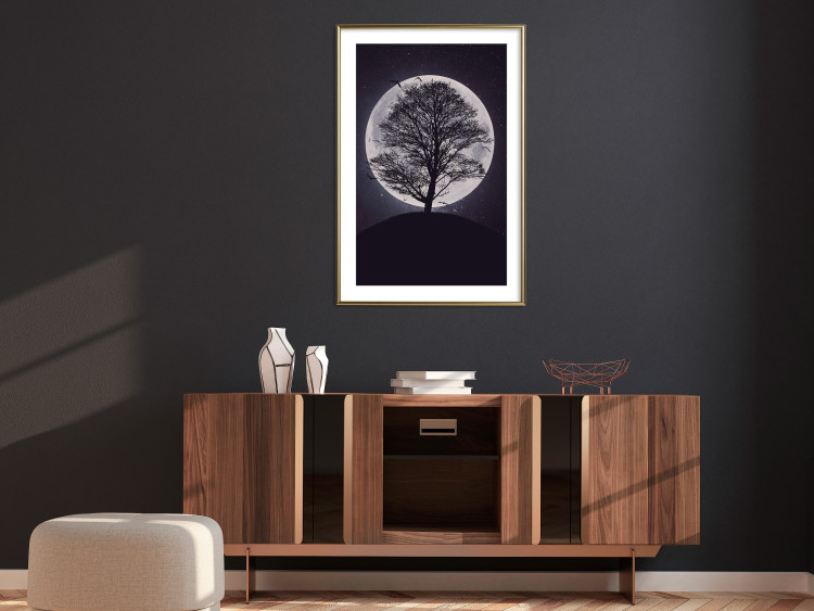 Wall Poster Lonely Tree - nighttime landscape of a tree against the bright moonlight 138066 additionalImage 19