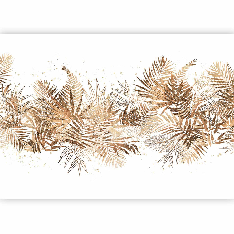 Wall Mural Jungle and golden plume - tropical leaves motif on white background 143166 additionalImage 5
