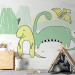 Wall Mural Children's landscape - plant and dinosaur motif in colour on a light background 143666 additionalThumb 4