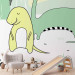 Wall Mural Children's landscape - plant and dinosaur motif in colour on a light background 143666