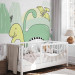 Wall Mural Children's landscape - plant and dinosaur motif in colour on a light background 143666 additionalThumb 7