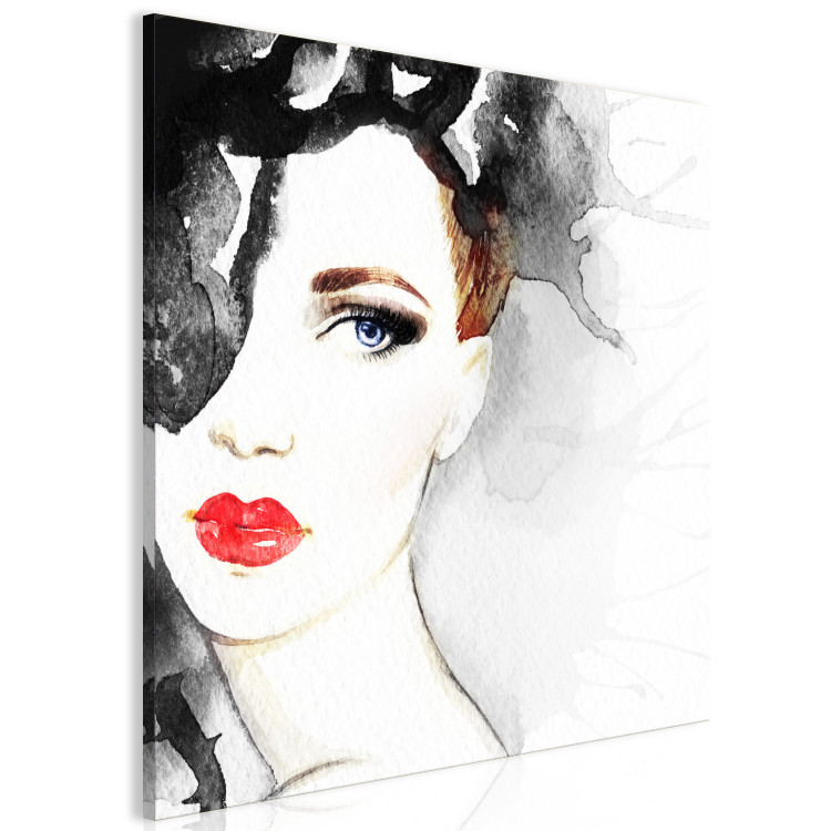 Canvas Art Print Watercolor Portrait - Image of a Woman Painted by Hand 149866 additionalImage 2