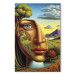 Canvas Abstract Portrait - A Face Against the Background of Mountains and a Small Town 151066 additionalThumb 7