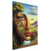 Canvas Abstract Portrait - A Face Against the Background of Mountains and a Small Town 151066 additionalThumb 2