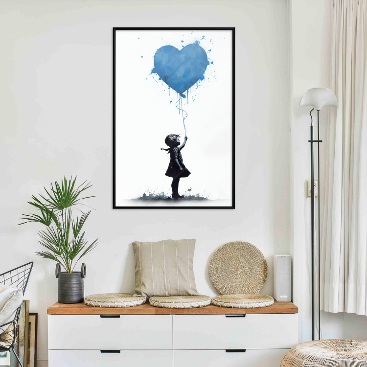 Poster Blue Heart - Banksy-Inspired Balloon Mural 151766 additionalImage 6