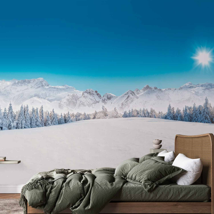 Wall Mural Winter Landscape - Mountain Peaks and Forests Covered With Snow 151866 additionalImage 2