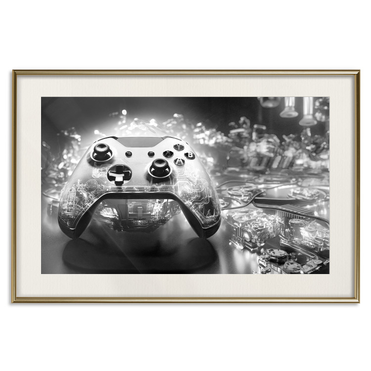 Wall Poster Gaming Technology - Game Pad on a Black and White Background 151966 additionalImage 2