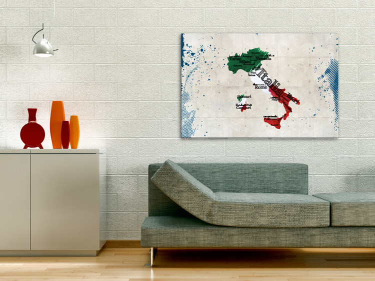 Canvas Print Italian map - graphics in national colors with cities marked 55266 additionalImage 3