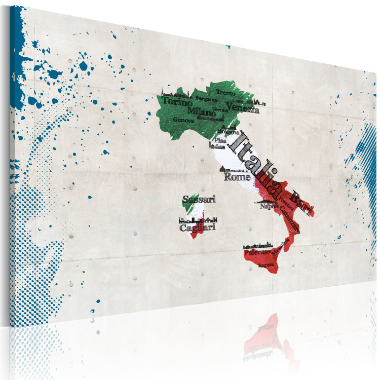 Canvas Print Italian map - graphics in national colors with cities marked 55266 additionalImage 2