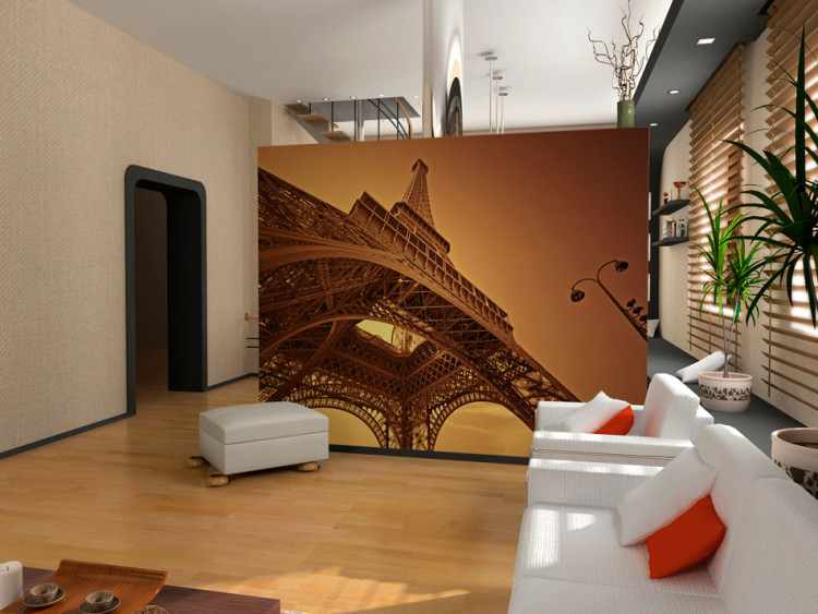 Wall Mural Symbol of Paris - Paris architecture with the Eiffel Tower on a sepia background 59866
