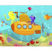 Photo Wallpaper Treasure at the Ocean's Bottom - Yellow submarine with fish and octopuses 61166 additionalThumb 3