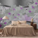 Wall Mural Abstraction with Flowers - White orchids on a silver background with patterns 61366 additionalThumb 2