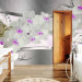 Wall Mural Abstraction with Flowers - White orchids on a silver background with patterns 61366 additionalThumb 8