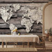 Photo Wallpaper Passing time of the Earth - map of the world with a clock motif on grey wood 63866 additionalThumb 4