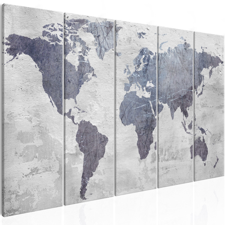 Canvas Print Concrete World Map (5 Parts) Narrow 106976 additionalImage 2