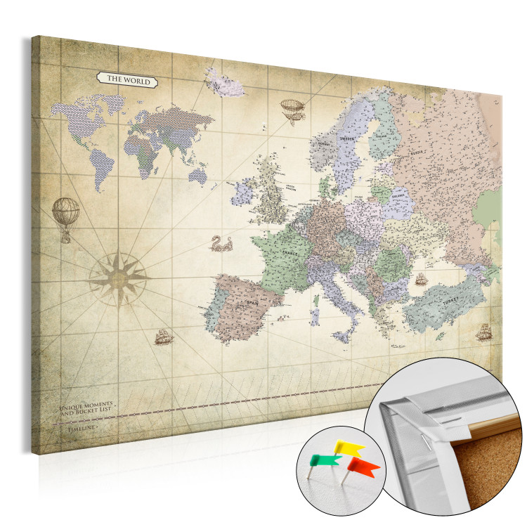 Decorative Pinboard Map of Europe (1 Part) Wide [Cork Map] 114076