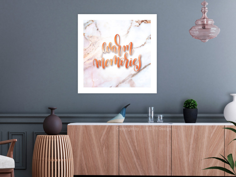 Poster Warm memories (Square) - Orange text on a marble background 114376 additionalImage 2