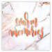 Poster Warm memories (Square) - Orange text on a marble background 114376