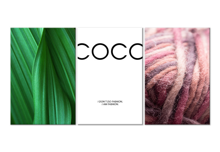 Canvas Print I am Fashion - a plant and yarn and a graphic with the words Coco 117076