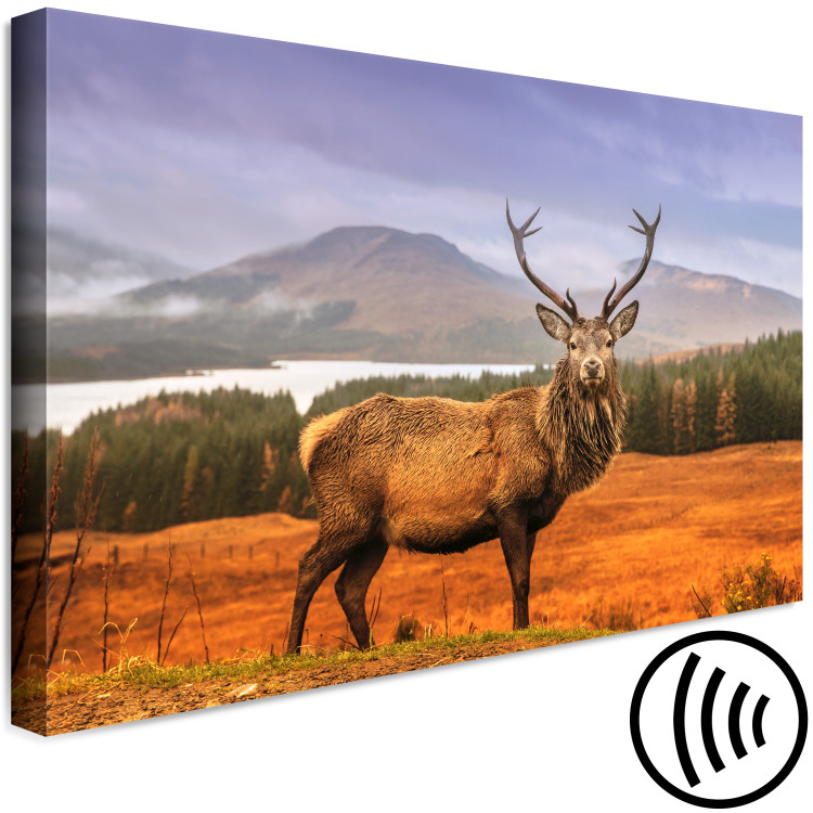 Canvas Art Print Mountain Stag (1-part) - Animal Amid Sky and Forest Landscape 117276 additionalImage 6