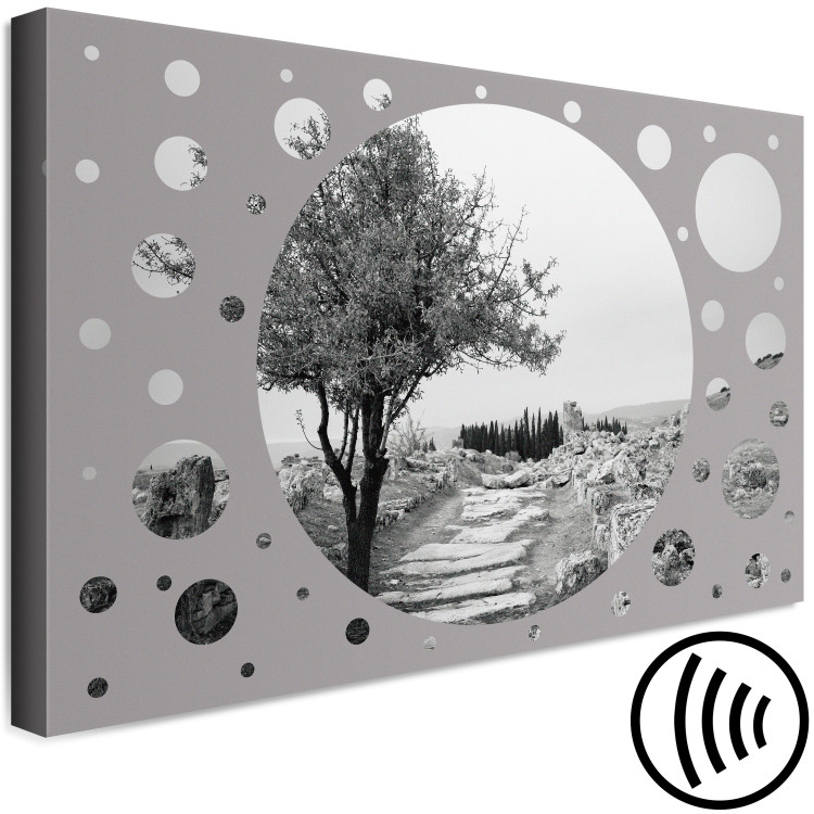 Canvas Round view of the world - a road with trees in shades of gray 117476 additionalImage 6