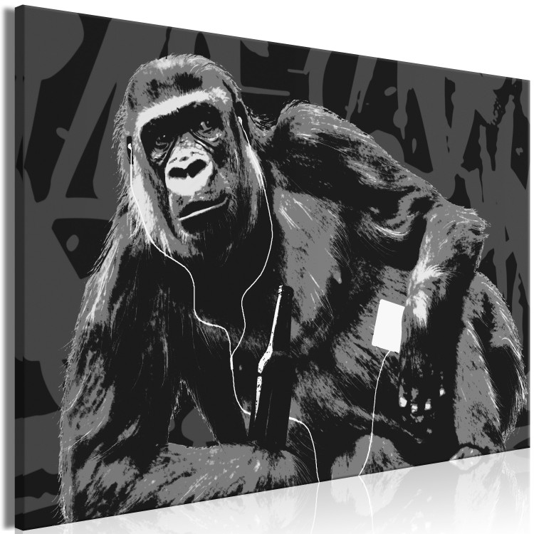 Canvas Art Print Favorite Podcast - Monkey illustration in pop art and graffiti style 122376 additionalImage 2