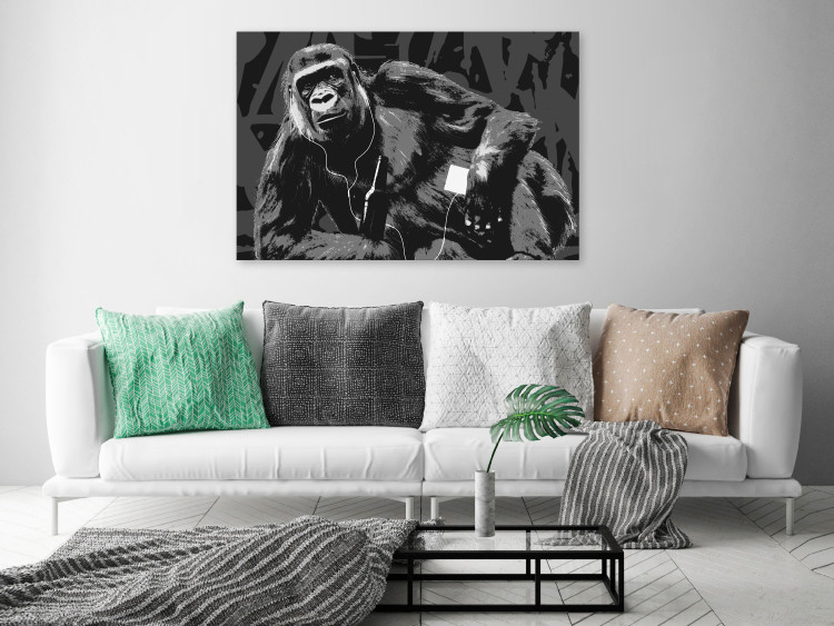 Canvas Art Print Favorite Podcast - Monkey illustration in pop art and graffiti style 122376 additionalImage 3