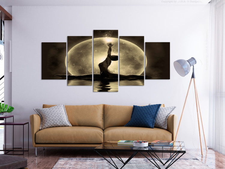 Canvas Art Print Lunar power - a ballerina against the background of water and the moon 122776 additionalImage 3
