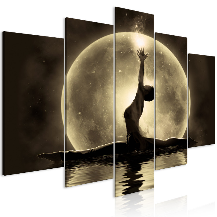 Canvas Art Print Lunar power - a ballerina against the background of water and the moon 122776 additionalImage 2