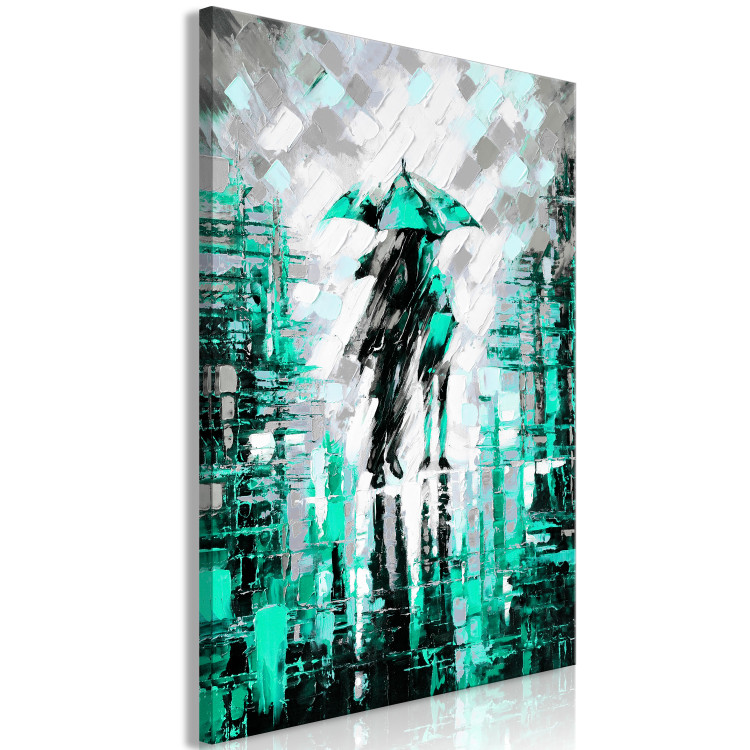 Canvas Art Print A couple walking in the rain - abstract, city landscape with figures 123076 additionalImage 2