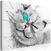 Canvas Grey cat with a blue eye - an animal motif in grey colours 123376 additionalThumb 2