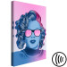 Canvas Art Print Blue Marilyn Monroe portrait - face of Norma Jeane on pink background 123476 additionalThumb 6
