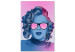 Canvas Art Print Blue Marilyn Monroe portrait - face of Norma Jeane on pink background 123476