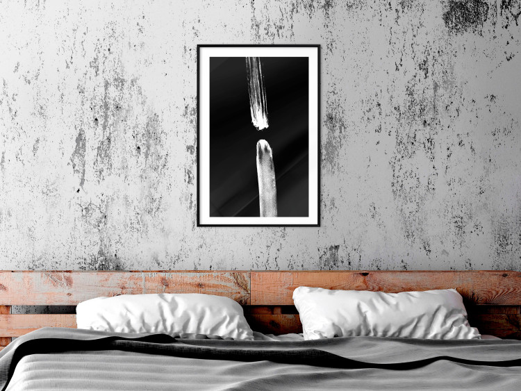 Poster Night Traces - abstract white line on contrasting black background 123676 additionalImage 4