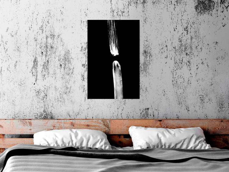Poster Night Traces - abstract white line on contrasting black background 123676 additionalImage 17