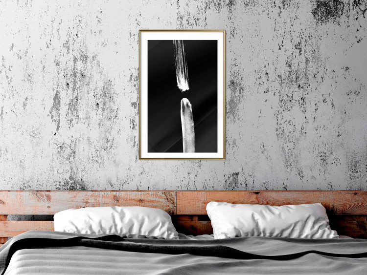 Poster Night Traces - abstract white line on contrasting black background 123676 additionalImage 15